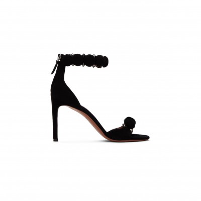 ALAÏA BLACK BOMBE HEELED SANDALS 241483F122000